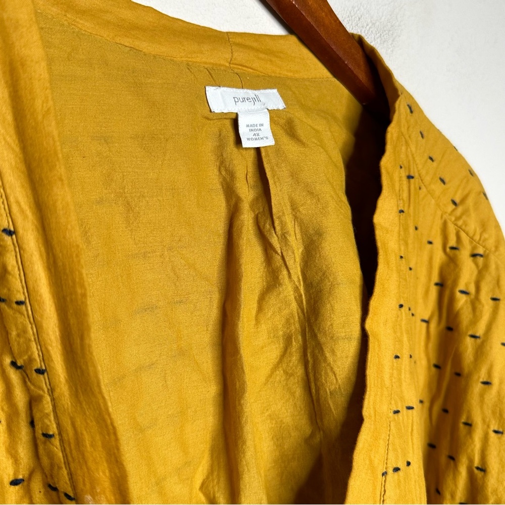 J. Jill Pure Jill Kantha-Stitched Kimono Jacket size 4X Color Golden Rod #238944 - Picture 12 of 13